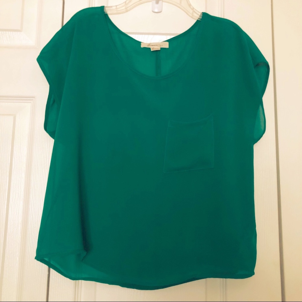 Forever 21 Green Sheer SS Loose Fit Top